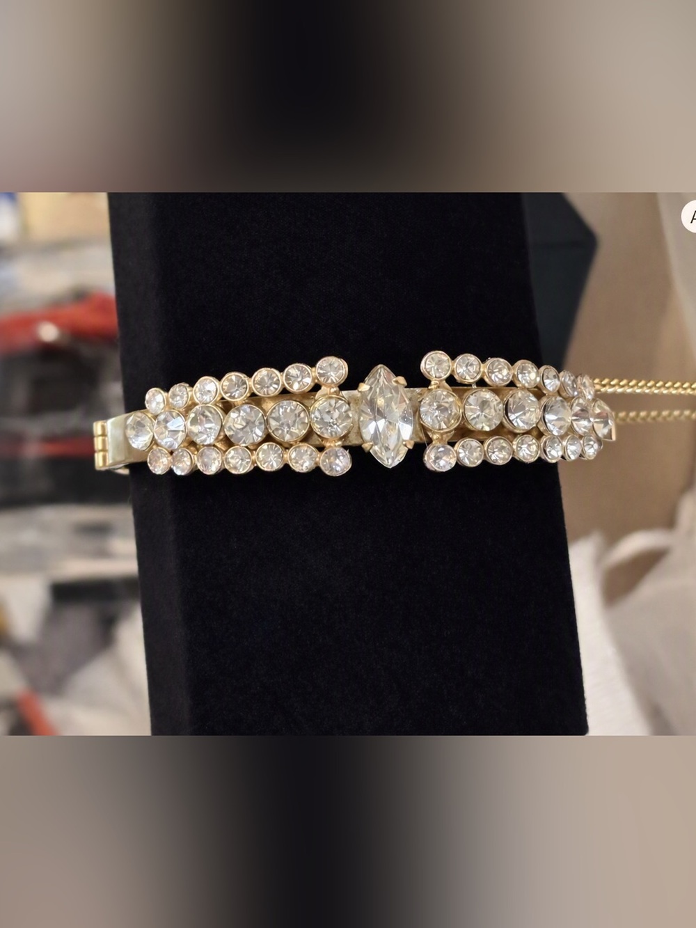 Gold Crystal Rhinestone Bracelet with Clear Stones